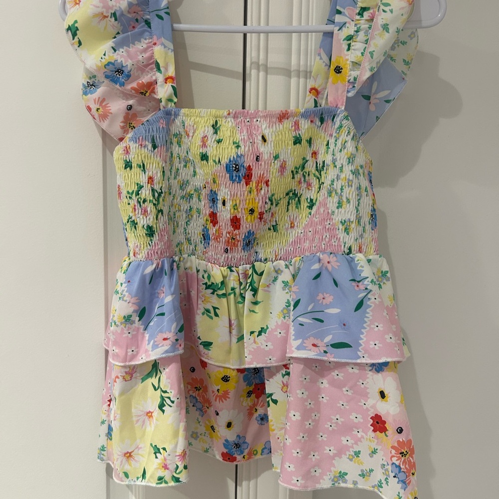 SHEIN Kids Floral Ruffle Top - Multicolor Delight